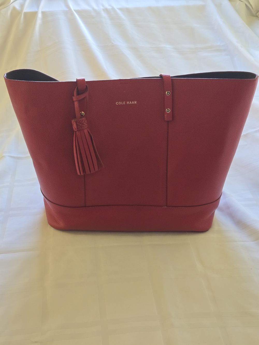 Cole Haan Bayleen Red Pebbled Leather Tote Bag NWOT